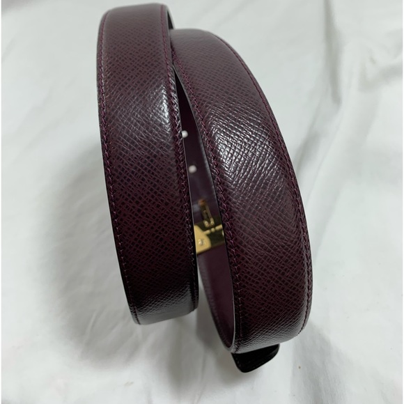 Genuine vintage LOUIS VUITTON taiga Bordeaux leather belt 44 Large - Picture 5 of 14